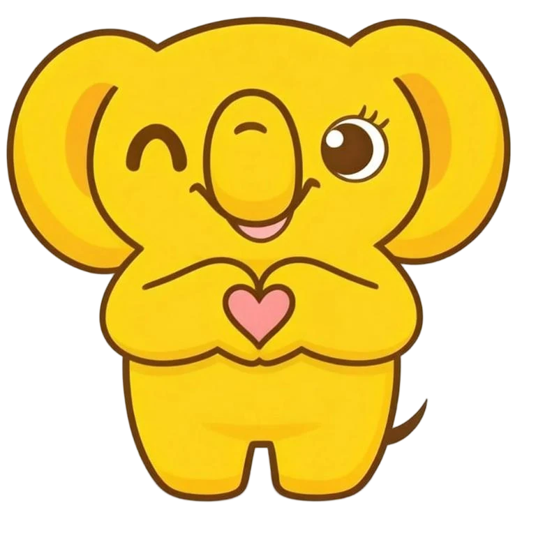 小象暖暖侧卧姿态（趴卧、蜷鼻、闭眼微笑）