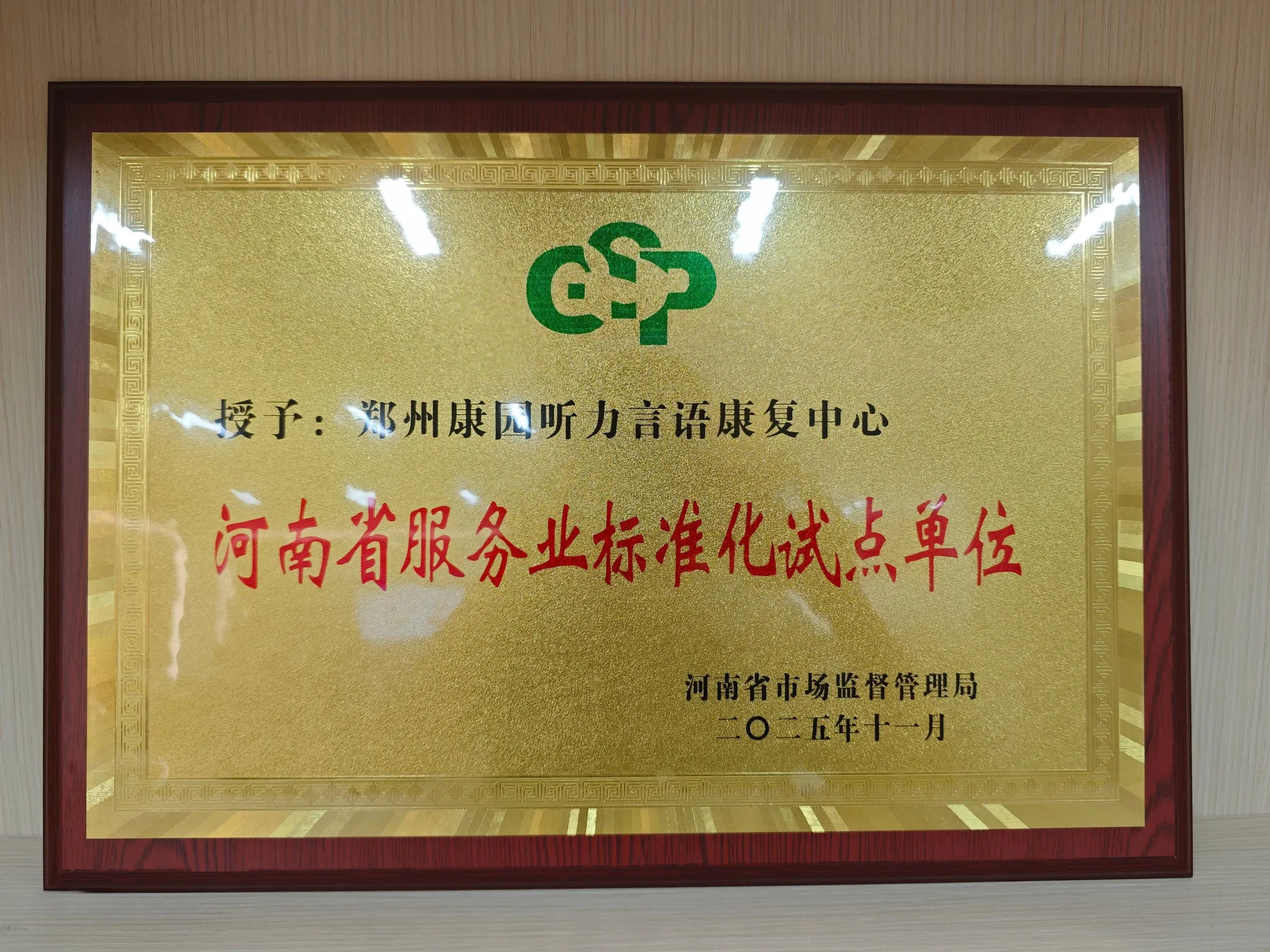 河南省服务业标准化试点单位牌匾